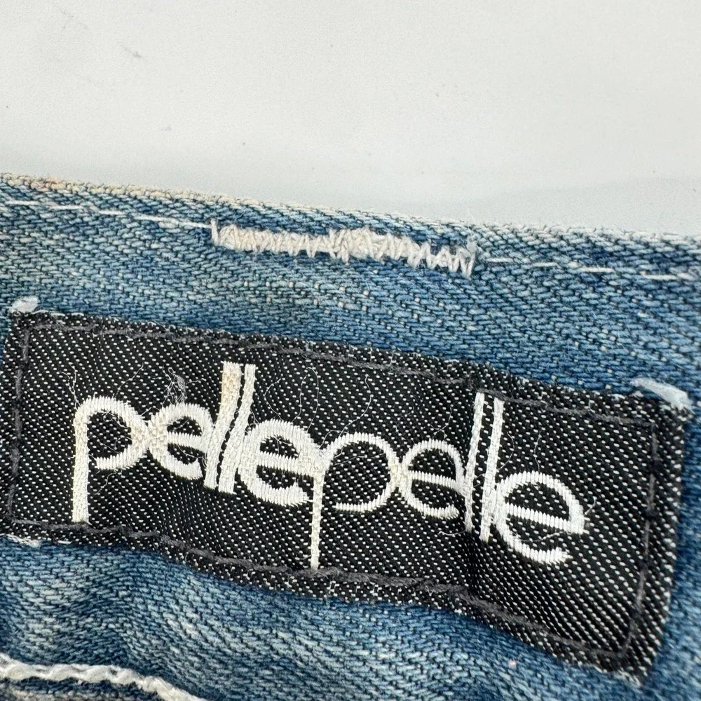 Pelle Pelle Distressed Jeans Mens 42x34‎ leather pocket Baggy Hip Hop Vintage